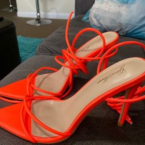 Women's Sexy Strappy 4.3 inch Heels Lace Up Heeled Sandals Pointed Open Toe